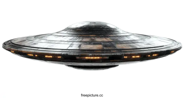 [Transparent Background PNG]Futuristic Flying Saucer in Outer Space