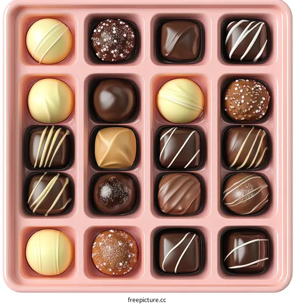 Assorted Delectable Chocolate Truffles in a Pink Box