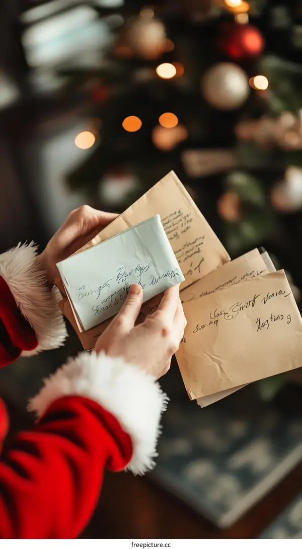 Santa Claus Reading Christmas Letters