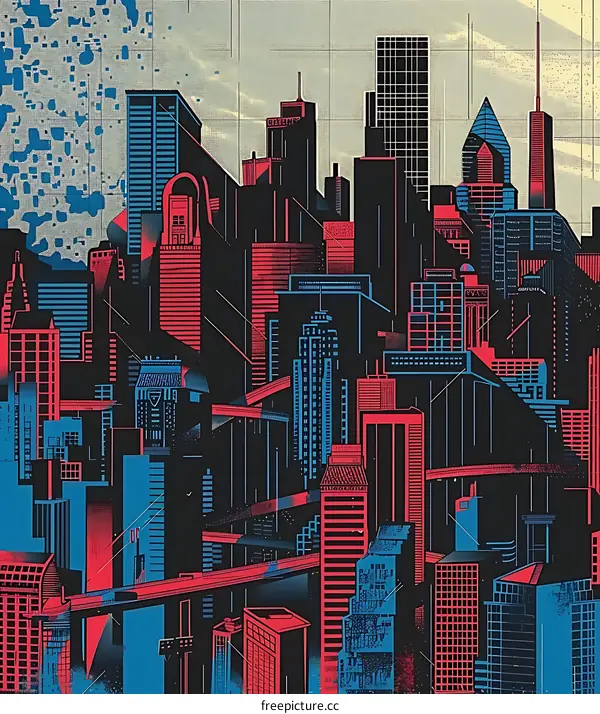 Abstract Futuristic Cityscape Illustration