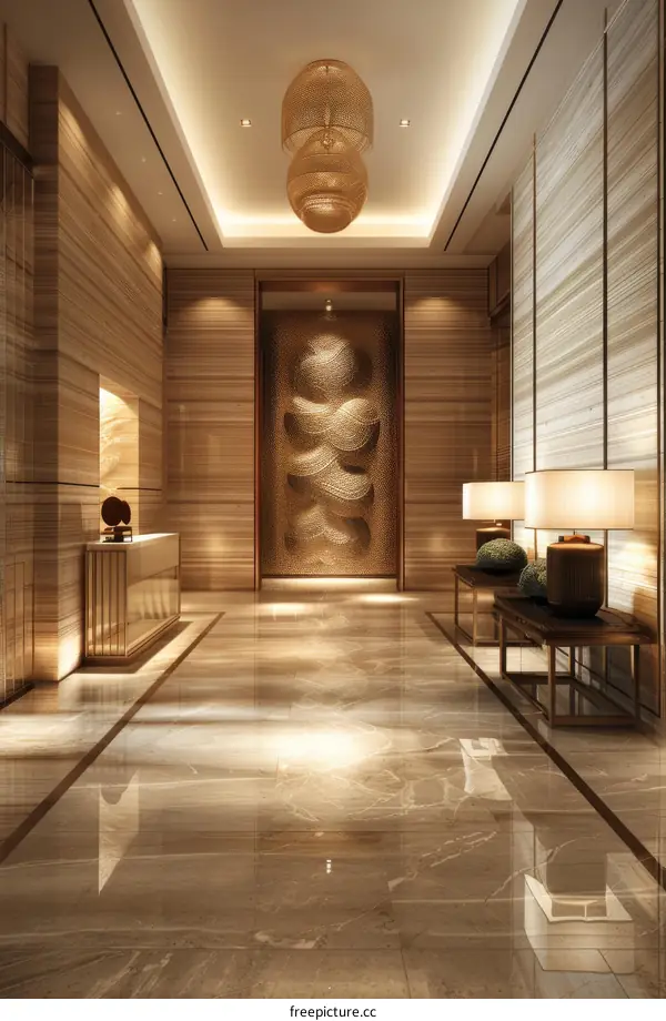 Luxury Hotel Lobby Interior Design Illustration