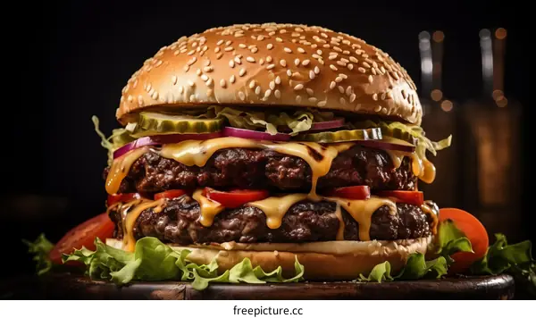 A delicious double cheeseburger with all the fixings