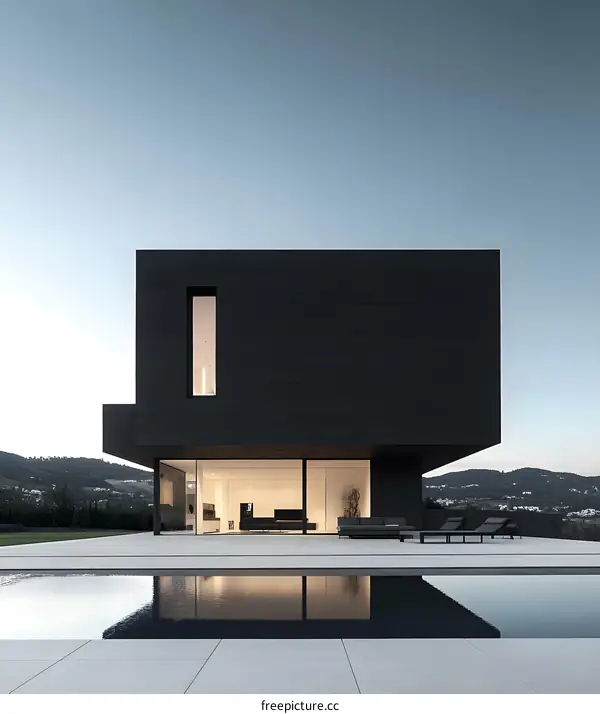 Minimalist Black Modern House with Pool