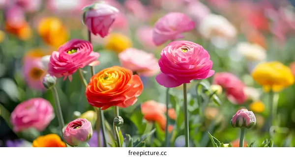 Colorful Ranunculus Flowers in Bloom
