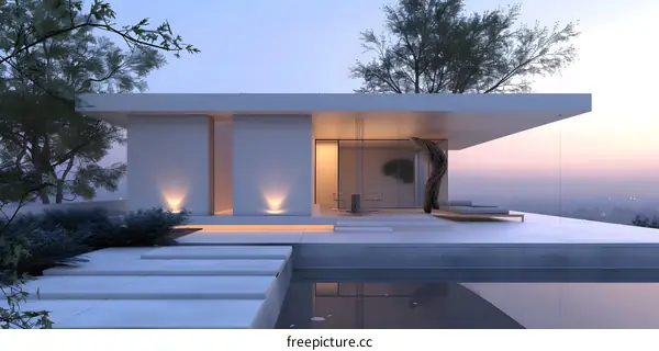 Modern Minimalist Architecture House With Pool and Garden