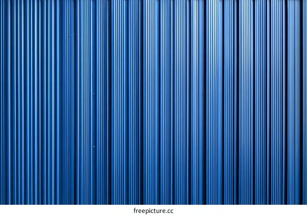 Abstract Blue Corrugated Metal Wall Texture