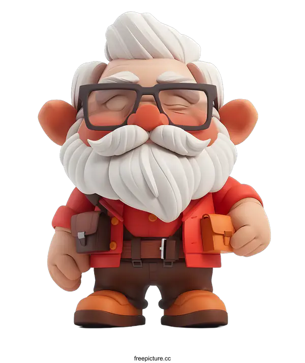 [Transparent Background PNG]3d rendering of a cute cartoon old man