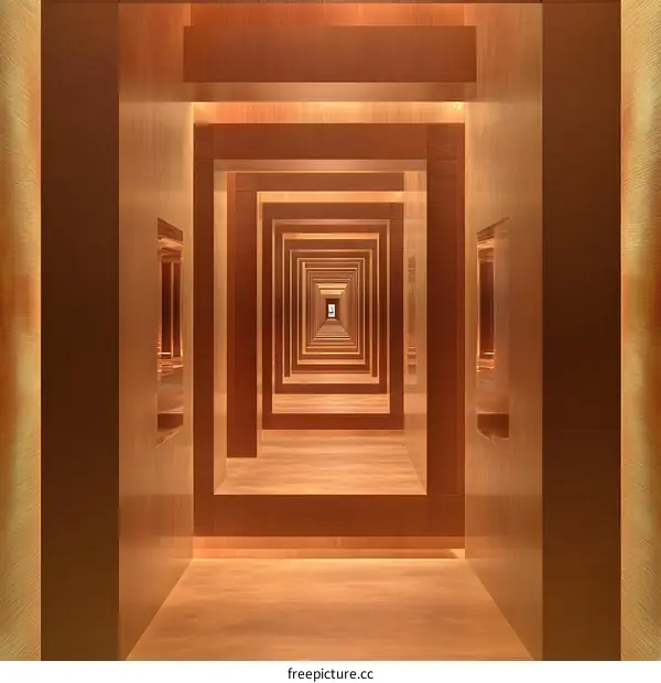 Abstract Golden Corridor Design with Perspective