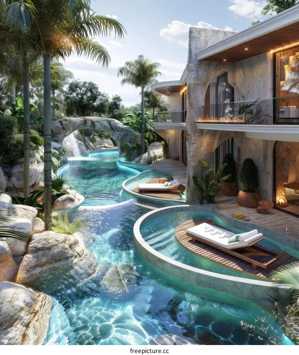 Luxury Tropical Poolside Paradise with Modern Architecture