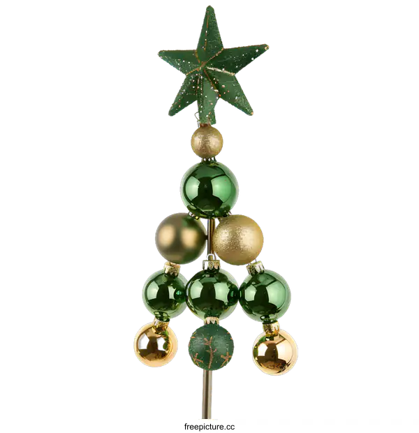 [Transparent Background PNG]Green and Gold Christmas Tree Decoration