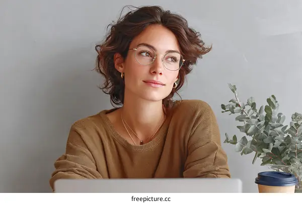 Woman with glasses looking thoughtful