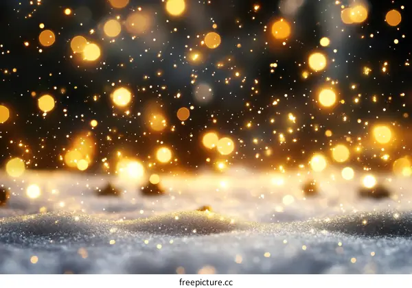 Golden Lights Sparkle on Snowy Landscape
