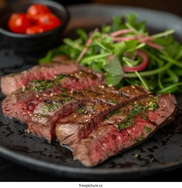 Juicy Beef Steak with Fresh Salad