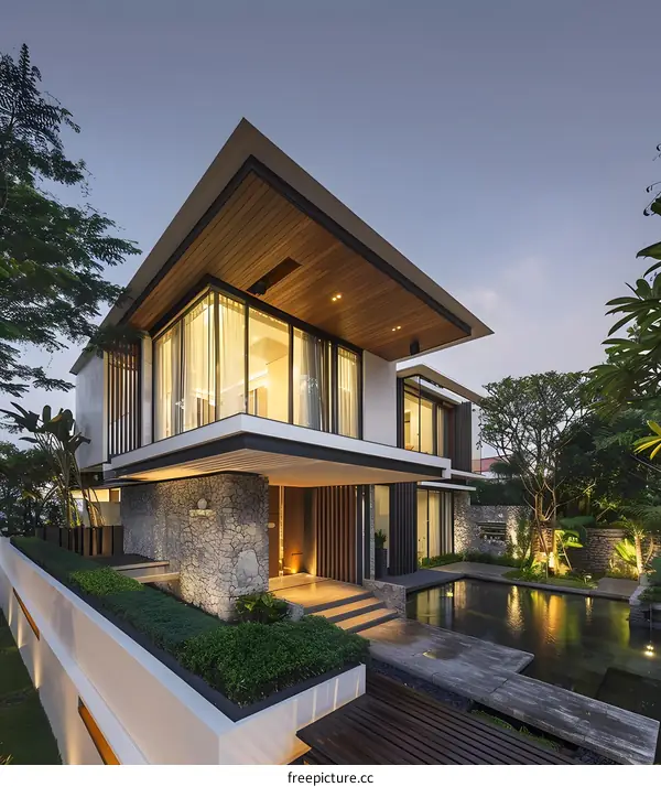 Modern Minimalist House with Swimming Pool and Garden