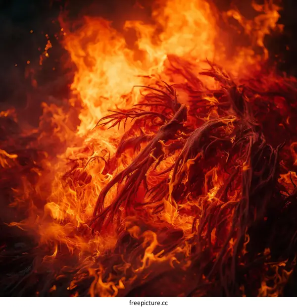 Burning Embers from a Campfire