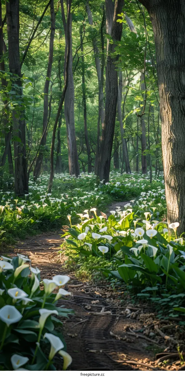 Calla lilies in the forest