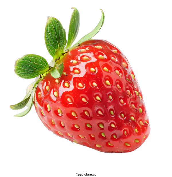 [Transparent Background PNG]Single Fresh Strawberry on White Background