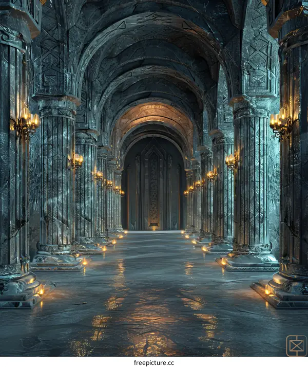 Dark Fantasy Corridor with Candles