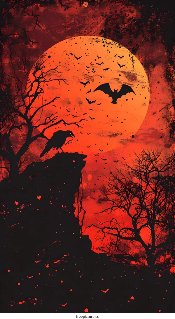 Halloween Night with Raven and Bats