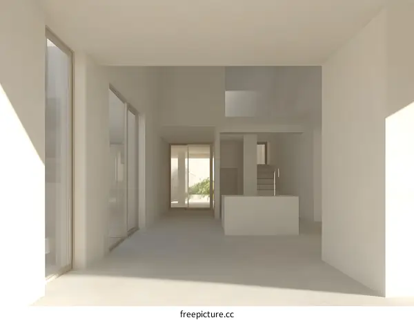 Modern Minimalist Interior Design with Open Floor Plan and Sunlight