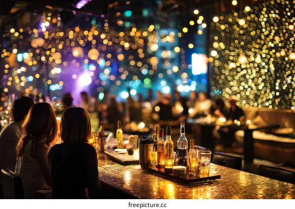 Nightlife Bar Scene with Many People