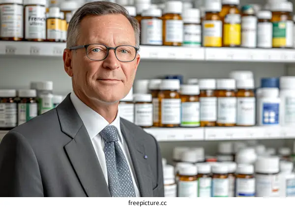 Portrait of a male pharmacist in a drugstore