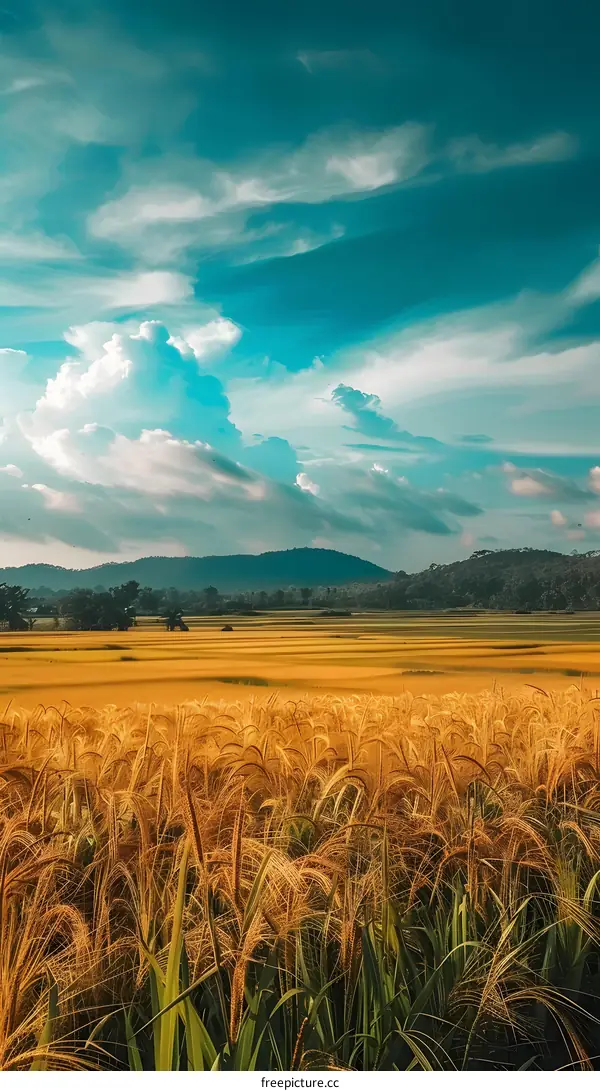 Golden Wheat Field Under a Blue Sky