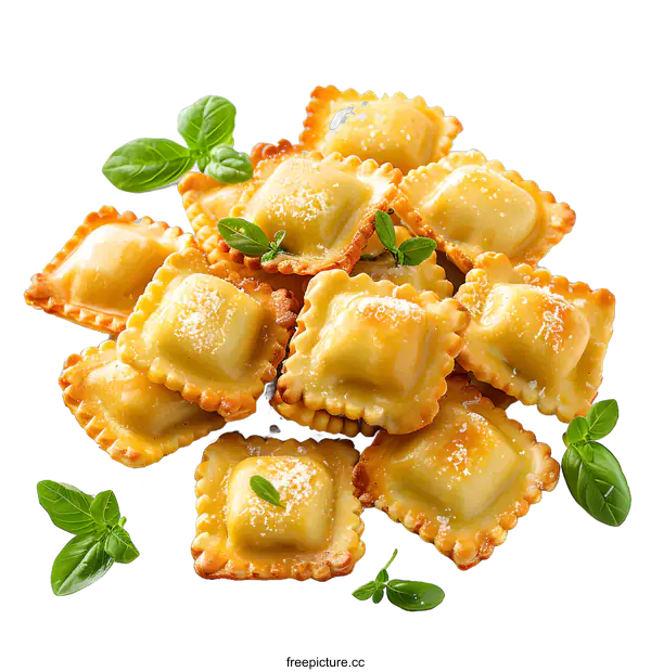 [Transparent Background PNG]Close-up of a plate of ravioli