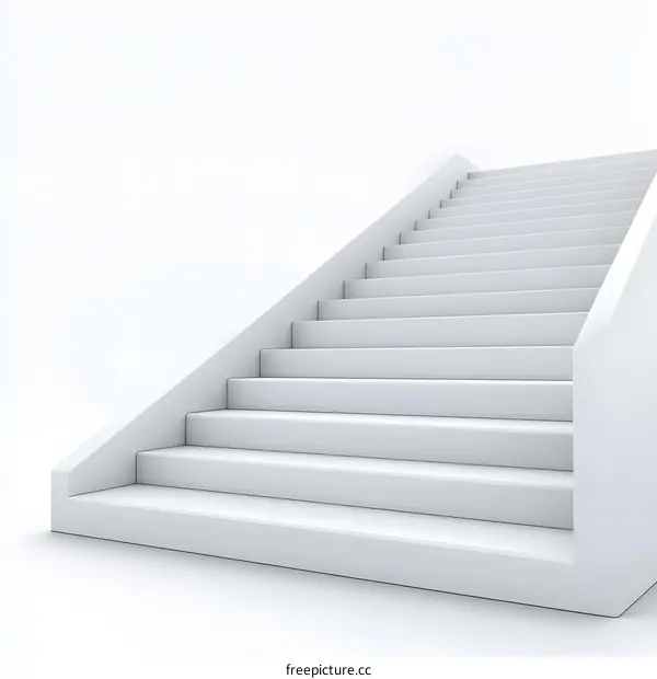 White Staircase With Minimalist Design Leading Upwards