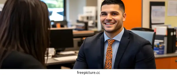 Smiling Businessman in Office Setting