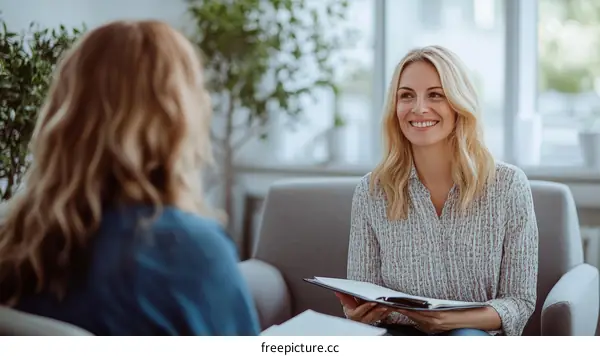 Two women in a consultation discussing issues