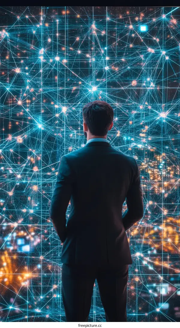 Businessman Contemplating Global Network