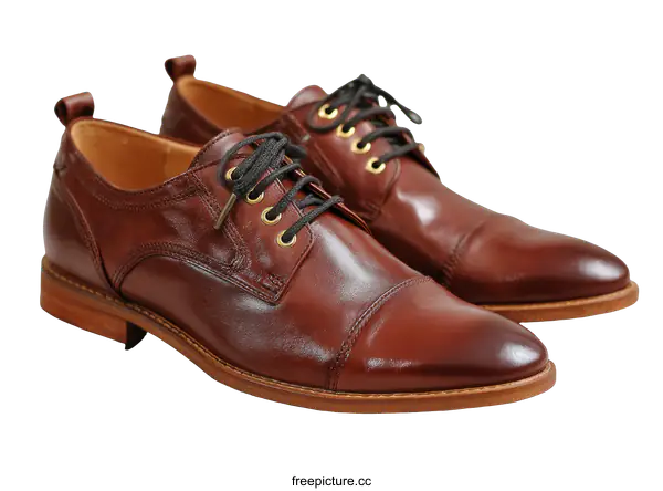 [Transparent Background PNG]Pair of Brown Leather Formal Dress Shoes