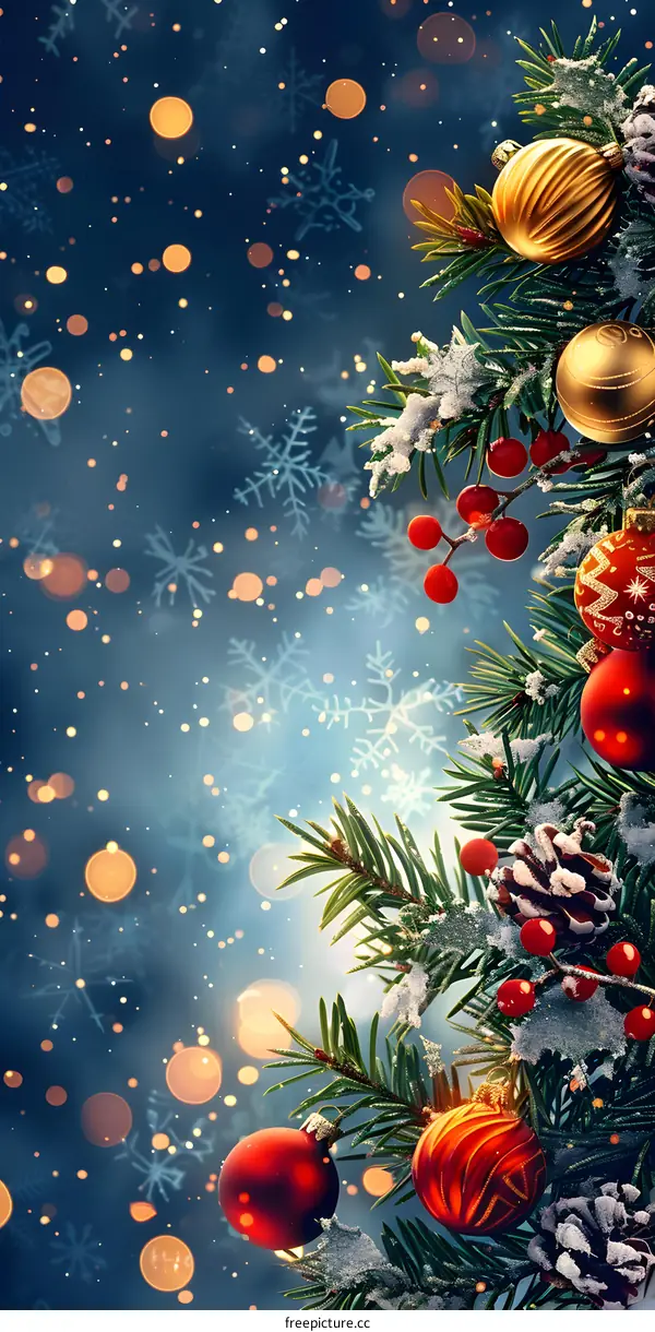 Christmas Tree With Ornaments And Lights