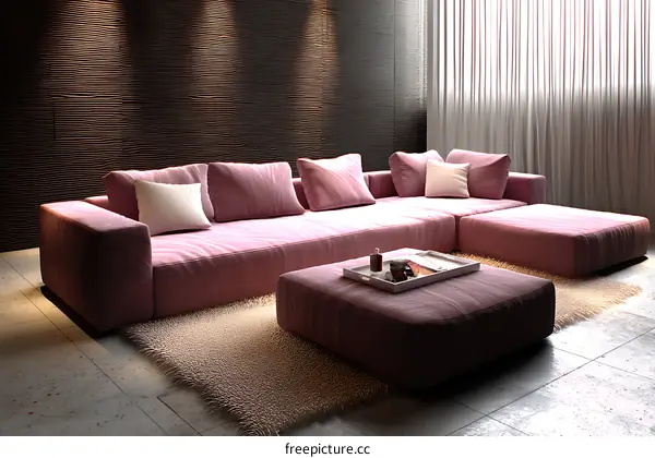 Modern Pink Sectional Sofa Living Room Design