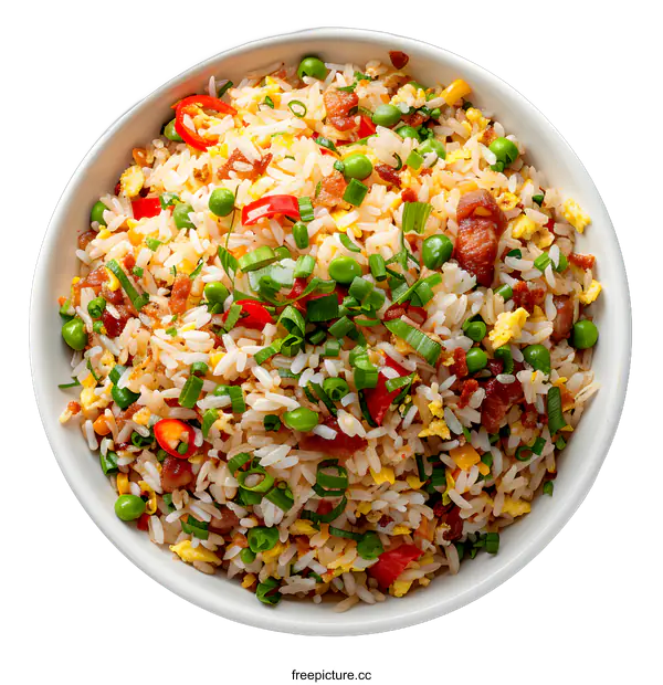 [Transparent Background PNG]Fried rice with vegetables and meat