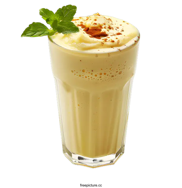 [Transparent Background PNG]Refreshing mango milkshake with cinnamon and mint