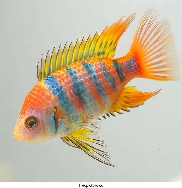 Colorful Tropical Fish on White Background