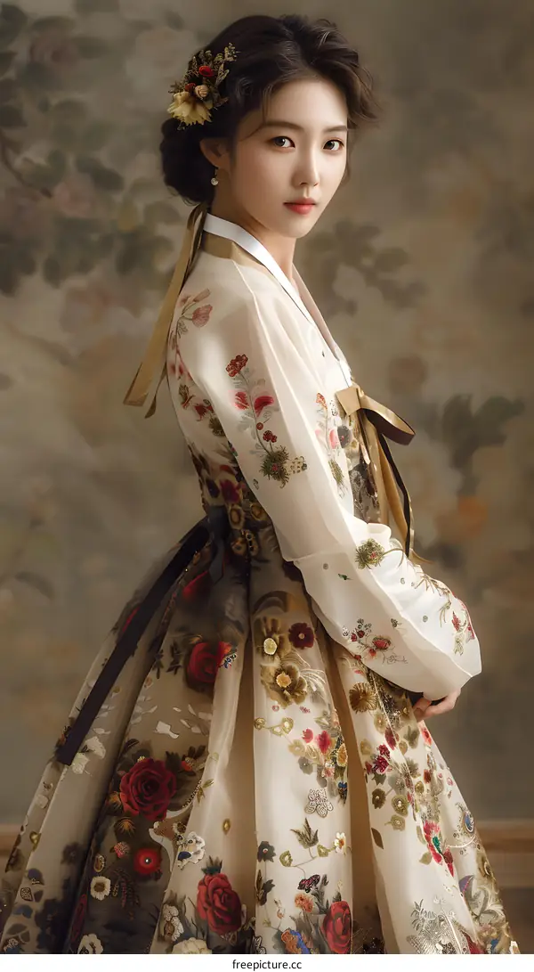 Portrait of a young woman in a hanbok