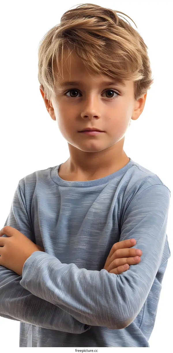 Portrait of a boy with blond hair and brown eyes