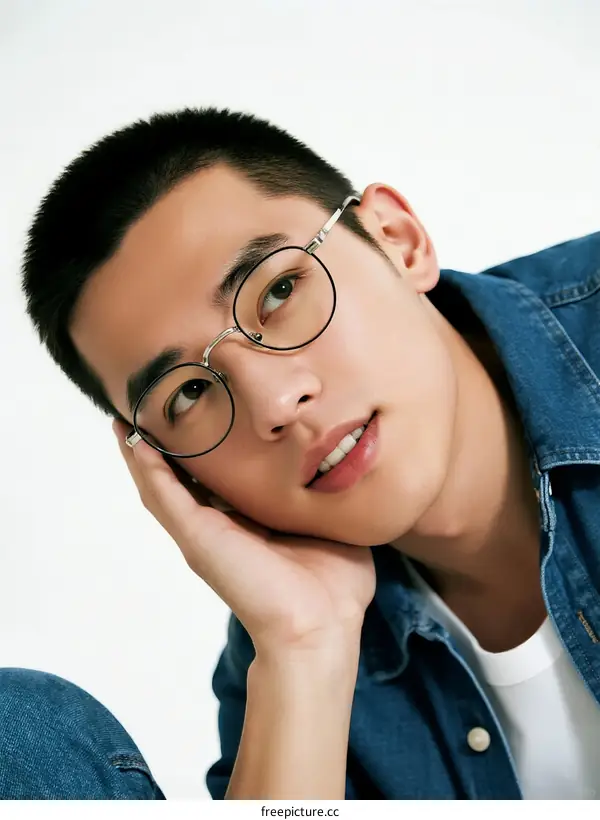Young man with short hair wearing glasses and casual clothes