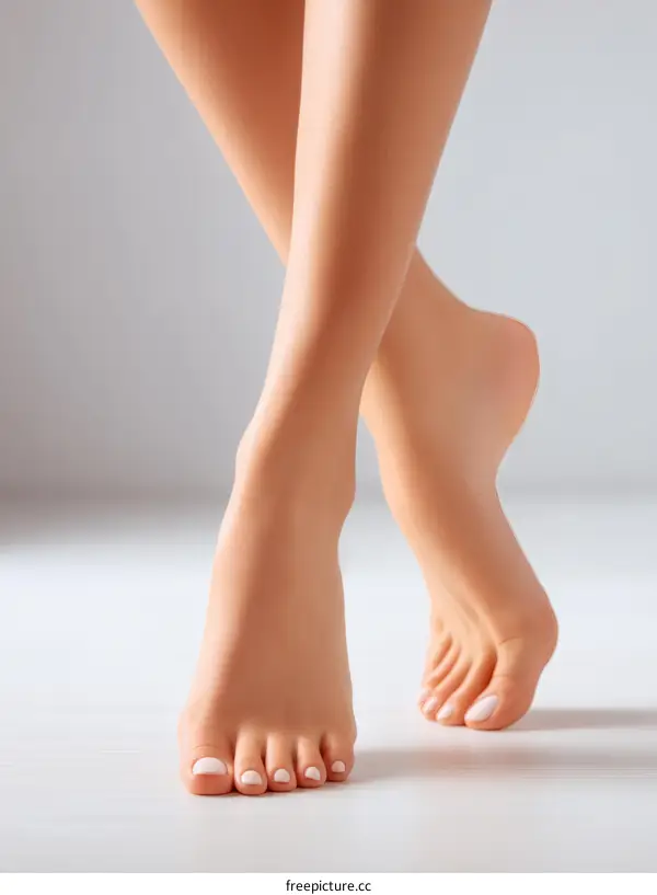 Closeup of Beautiful Bare Feet with Perfect Manicure