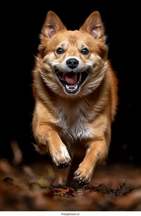 Happy Dog Running Through Forest