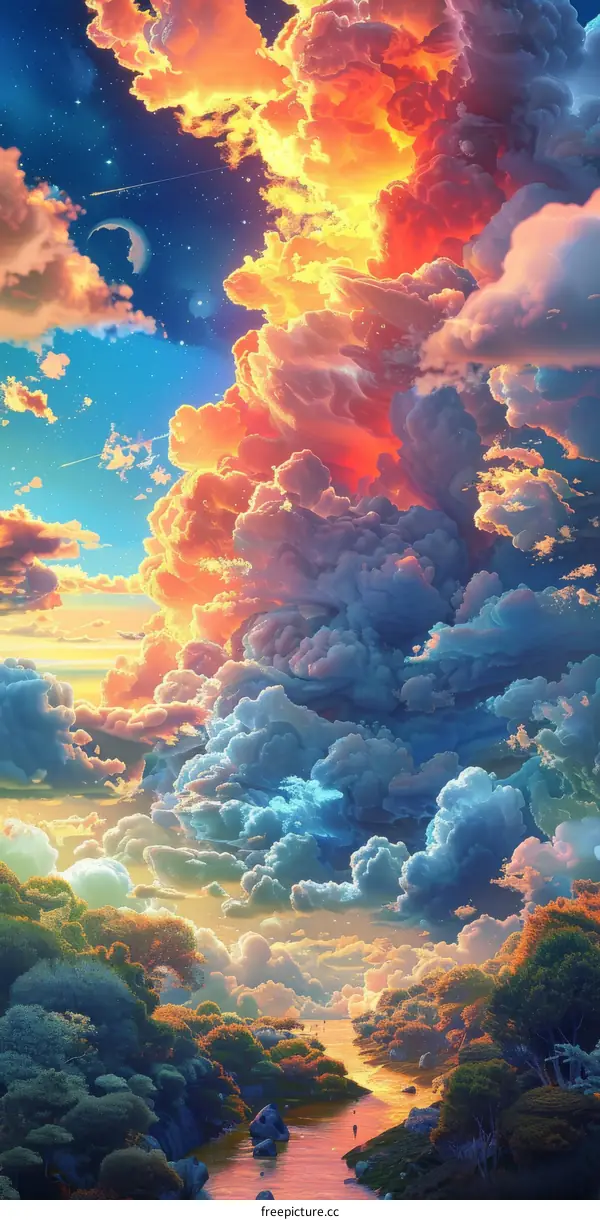 Fantastic Cloudscape Overland River