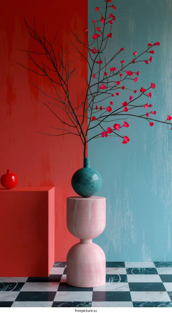 Abstract Modern Interior Design Scene with Vase
