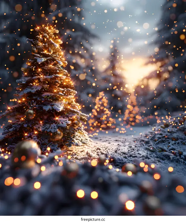 Christmas tree in the snow