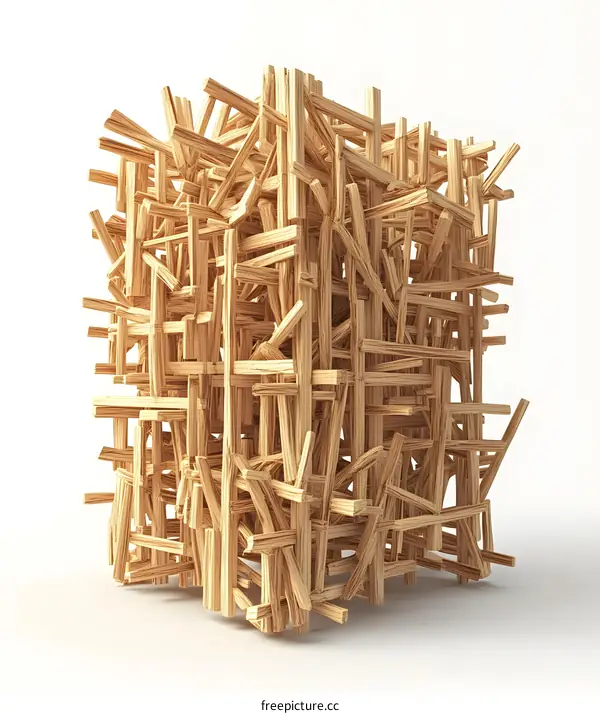 Abstract Wooden Sculpture 3D Rendering