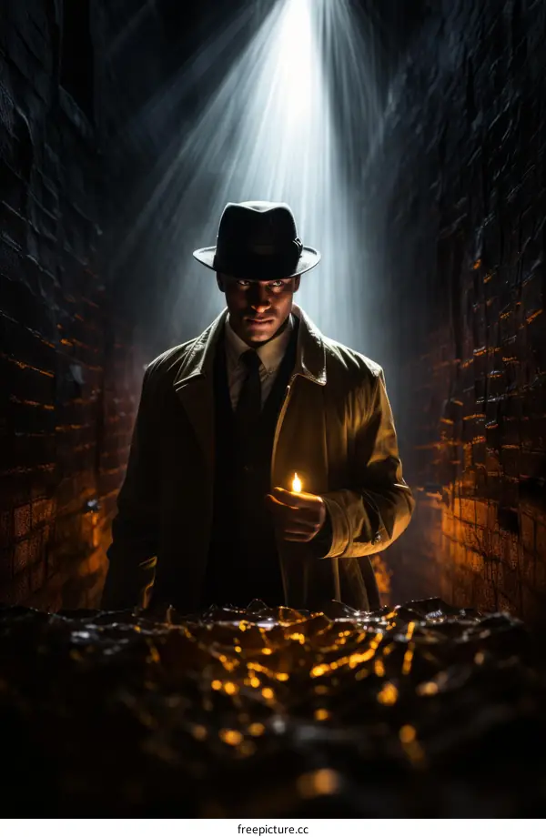 Shadowed Detective in a Dark Sewer