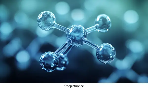 Molecular Structure Illustration in Blue Tones