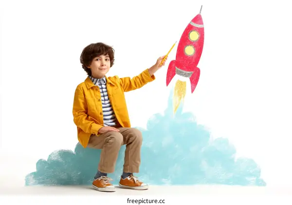 Child Launching a Rocket Imagination